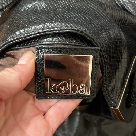 Kooba Black Snake Embossed Leather Oversized Tote Shoulder Bag - Picture 9 of 10